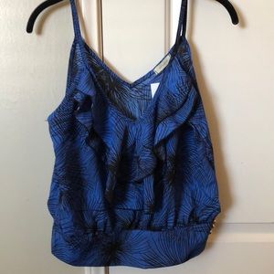 Blue and black tank top